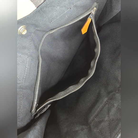 Hermes Small 12"x9" Canvas Tote Bag Stylish In Black and Gray - Picture 9 of 13